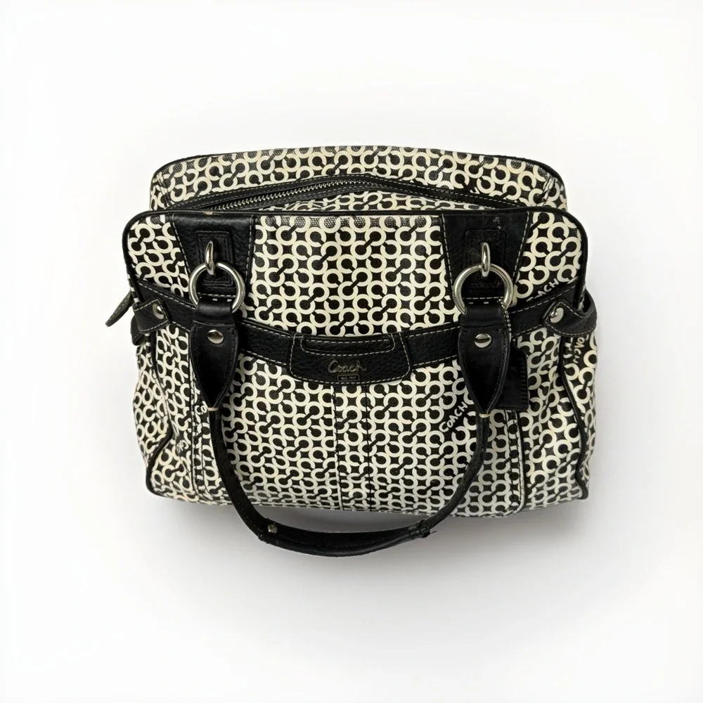 Authentic 2008 COACH Penelope Black White  Satchel KO679-18147